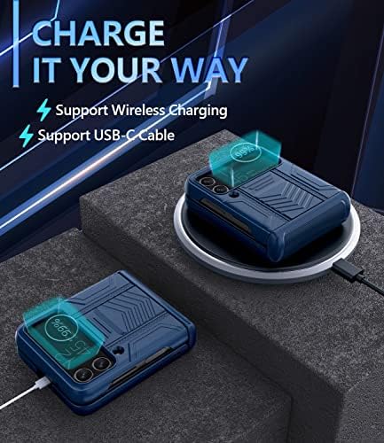 Viaotaily para Galaxy Z Flip 4 Case com Proteção de dobradiça e protetor de lente, caixa de proteção de corpo inteiro pesado,