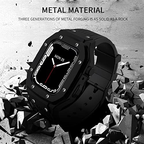 Caixa de relógio de liga Strap para Apple Watch Series 8 7 6 5 4 SE 45mm 42mm 44mm Metal Luxury Metal Borracha Stand