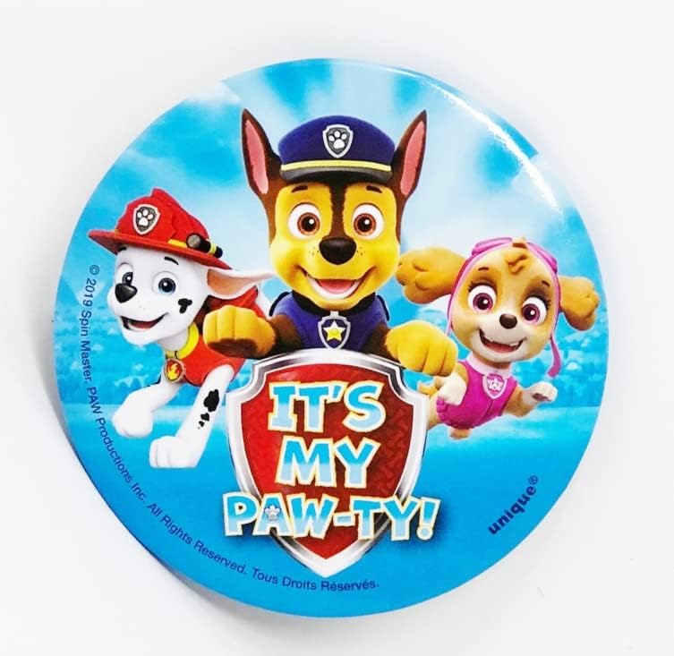 É 'meu pawty! Button -Paw Patrol Party Favor Treat - 3 polegadas de largura
