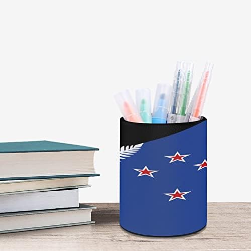 Nova Zelândia New Flag Leather Pen Portador de caneta fofa potes de desktop gaveta de gaveta Organizador de maquiagem