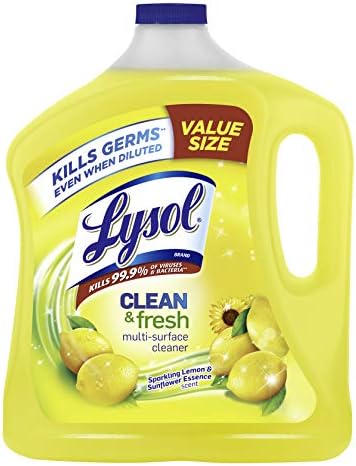 Limpador de várias superfícies lysol, higienizando e desinfetando Pour, para limpar e desodorizar, limão brilhante e essência