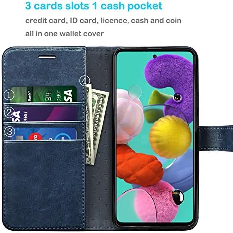 Caso Tekcoo Galaxy A51, [versão 4G] Caso da carteira Galaxy A51, slots de cartão de crédito premium [bloqueio de RFID]