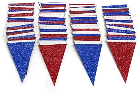 Decor365 Vermelho Azul Prata/Dia Nacional Branco Triângulo Patriótico Bandeira Bandeira Quarto/4 de julho EUA