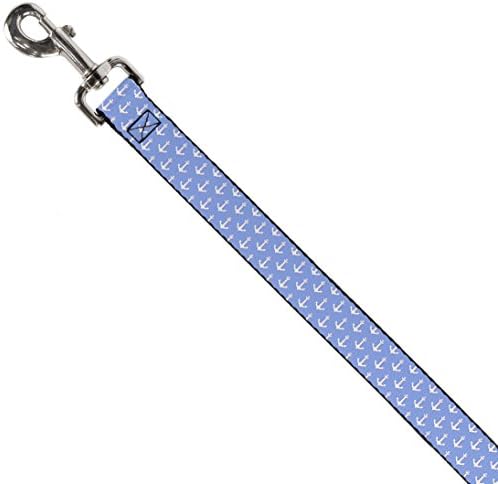 Coleira de cachorro ancor2 monograma azul azul bebê rosa branco 6 pés de comprimento 1,0 polegada de largura