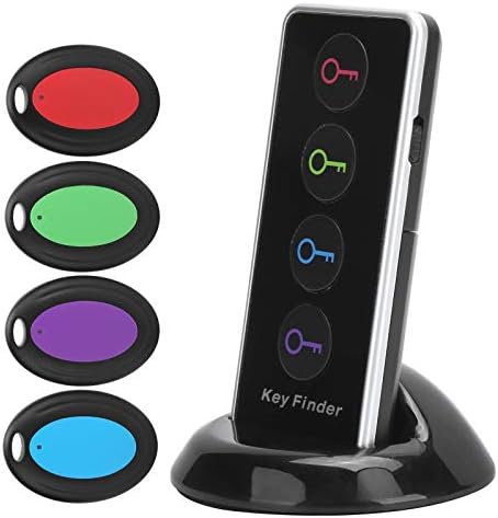 Zooke Key Finder, localizador de item de RF de 80db sem fio com letras rastreador de chave com controle remoto de 98 pés e 4