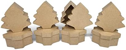 Allstellar Christmas Tree -Make Mache Boxes - Pequeno conjunto de 8 caixas de papel com tampas para artesanato, presentes,
