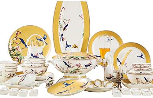 Conjunto de pratos de cerâmica de 60 peças de peças de peças projetadas para pratos domésticos de estilo europeu