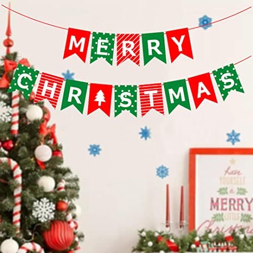 Feliz Natal Banne Red Green Neves Sinais de Xmas de férias Banner pendurado Bunting for Home Mantel Wall Decoration Supplies