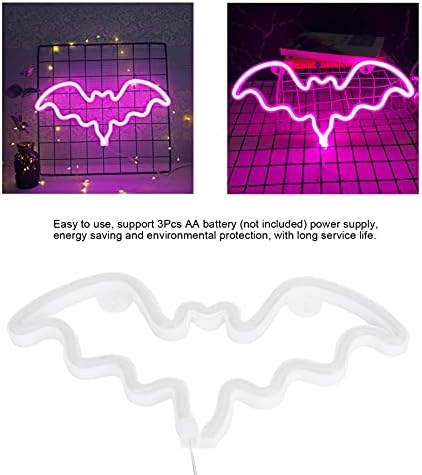 Halloween Bat Neon Sign, Decoração de Halloween Liderado Bat Neon Light Sign para decoração de parede, bateria alimentada para