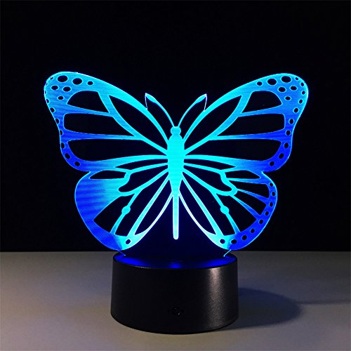 Deerbird Vivid Butterfly Fatueta 3D Ilusão óptica gradiente colorido USB Bateria Touch Touch Tabela Lumin