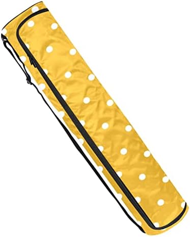 Mustard Amarelo Branco Branco Polca Ponto de ioga Bolsa de transportadora com alça de ombro Bolsa de ginástica de ginástica