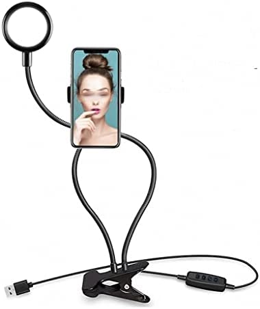 Cxdtbh 360 graus selfie LED Ring Light com mesa longa braço preguiçoso portador de telefone Fotography Studio Preencha