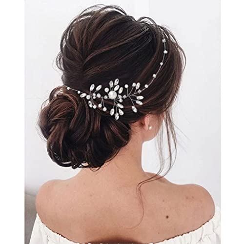 Gorais Hair Hair Vine Silver Pearl Cabeças de noiva Cristal Banda da cabeça Acessórios de cabelo noiva para mulheres e meninas