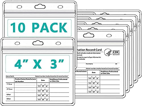 CDC V_Accination Card Protetor de 4 x 3 polegadas Registro de imunização V_Accine Cobertador de tampa Clear Vinyl Plástico Manga