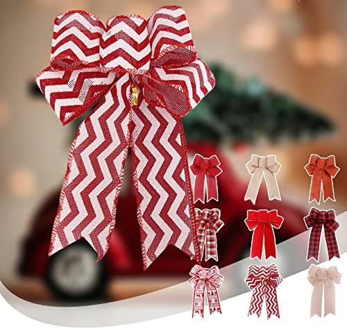 Grinalsa de fita Bow - 10 polegadas de largura, 18 polegadas de cauda longa, fita de árvore de Natal, decoração de