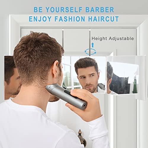 Espelho com trifold feisato - espelho de três vezes para corte de cabelo - espelho de barbear branco para homens - 360 espelho