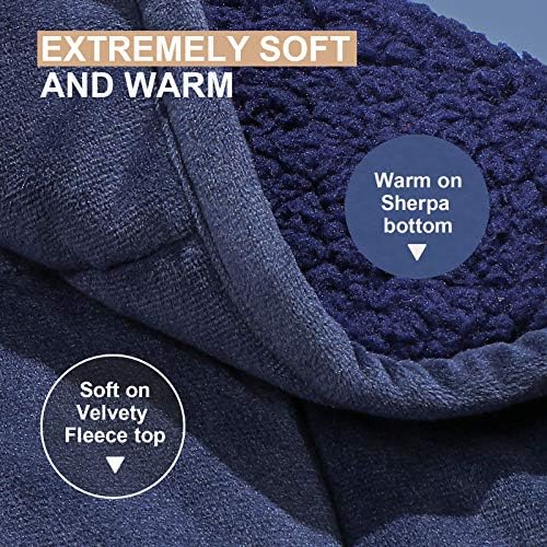 Argstar Sherpa Fleece Posgo pesado para adultos 15 libras na cama queen -size, cobertores pesados ​​difusos e macios com contas de vidro premium, 60 x80, marinha.