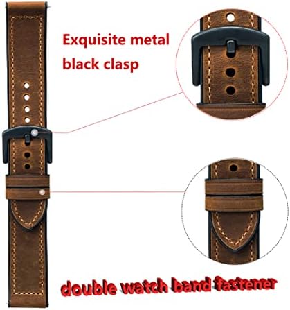 Gartoo Leather Watch Band para Garmin Instinct/Instinct 2 Solar, couro genuíno macio com pulseira à prova de suor de