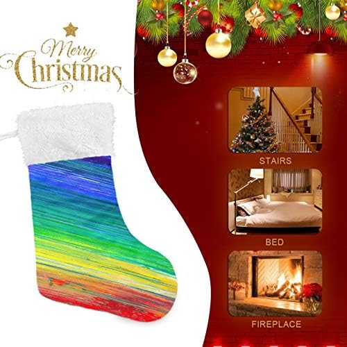 Meias de natal alaza cor de arco -íris padrão vintage clássico personalizado grande decorações de meia para férias em família