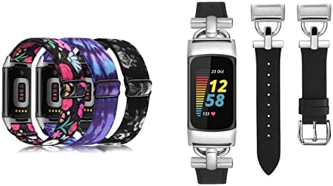 Wearlizer compatível com Fitbit Charge 5 Bandas para homens, Strap de pulseira de substituição ajustável para Fitbit Charge 5 Band