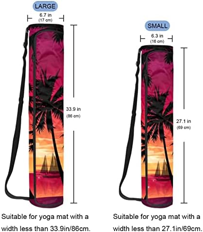 Palm Trees Sunset Yoga Mat Bags Full-Zip Yoga Carry Bag for Mulher Homens, Exercício de ioga transportadora com cinta ajustável