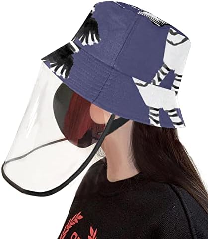 Chapéu de proteção para adultos com escudo facial, chapéu de pescador anti -Sun Cap, desenho animado de animais de Zabra