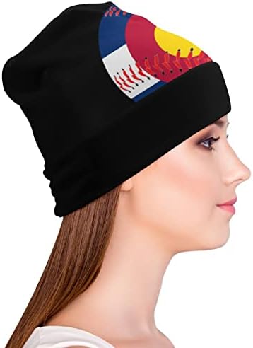 Bandeira do Colorado Baseball Unissex Beanie Cap macio que quente chapéu de caveira Tap para dormir correndo casual
