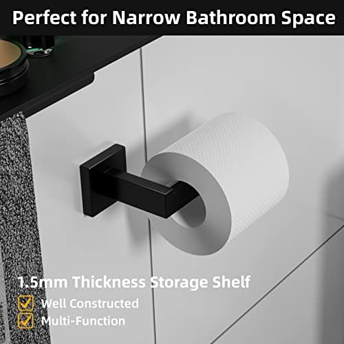 Porta de papel do banheiro esbhach, suporte de papel do banheiro preto, 5,7 polegadas de aço inoxidável moderno estilo