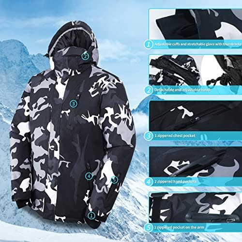 Jaqueta de esqui de inverno masculino montanha impermeável e isolada de casacos de neve frios em clima frio parka parka