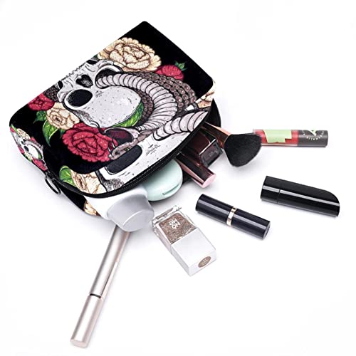 Bolsa de higiene pessoal Bolsa de lava -lava de maquiagem cosmética com zíper Flores de cobra cobra para acessórios de viagens Essential