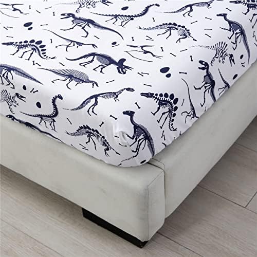 Urbonur 4 peças Conjunto de roupas de cama - Ultra Soft Cartoon Jurassic Dinosaur Print Boys Garothler Conjunto de edredo