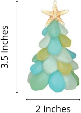 Árvore de Natal de Glass Sea de Resina com Ornamento de Topper Starfish, tema náutico, decoração de férias, 4 polegadas de altura
