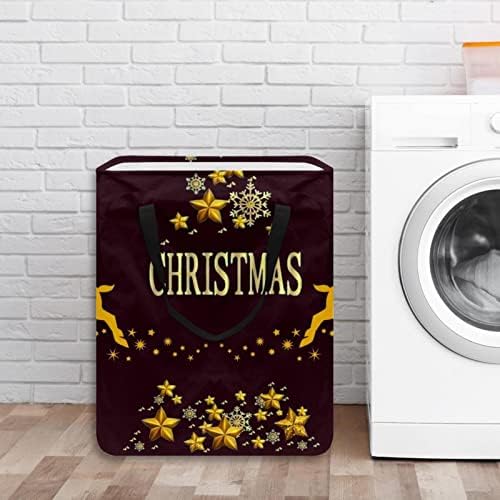 Os veados de Natal impressam cesto de roupa dobra de lavanderia, cestas de lavanderia à prova d'água de 60l de lavagem