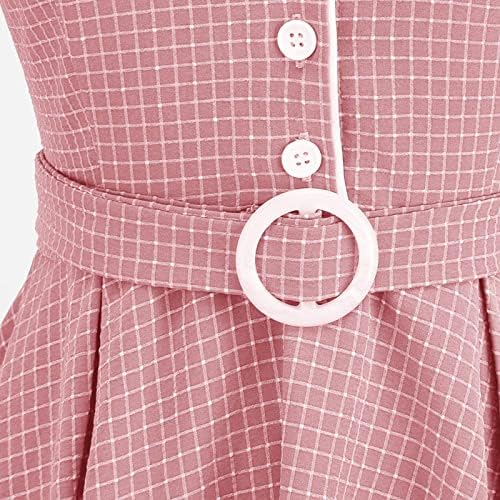 Vestido de balanço da década de 1950 Swing de manga curta de lapela vintage Audrey Vestido de coquetel Button Down Wedding Witched