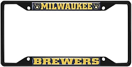 Mats de ventilador 31311: Milwaukee Brewers Metal Plate Plate Frame Black acabamento