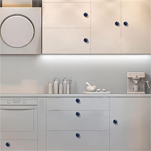 12 peças apanhador de sonho botões de vidro azul para gavetas de cômodas, 1,37 x 1,10 em armários de cozinha redondos para o quarto