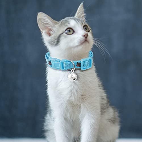Gato de gato colar de gato com colarinho de nylon de gato ajustável Bell Supplies Colar de couro Colar com