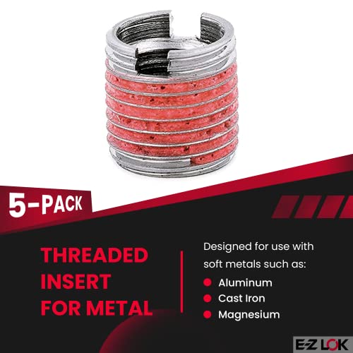 E-Z LOK Inserção rosqueada para metal 303 Aço inoxidável Inserções 6-32 fios internos, 1/4-20 fios externos, 0,280 de comprimento-