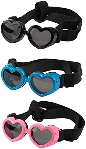 Óculos de sol de cães de 3pcs-óculos de sol para cães, pc pc love-h-heart prote proteção UV óculos à prova de vento brinquedo