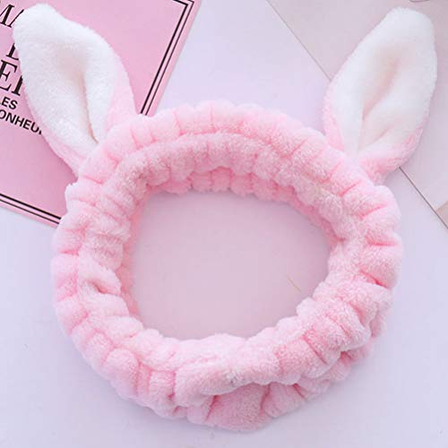 Doitool 3pcs lavando o rosto Face Band para a cabeça de coelho Ear Hoops de cabeça elástica macia para mulheres meninas azul claro rosa rosa