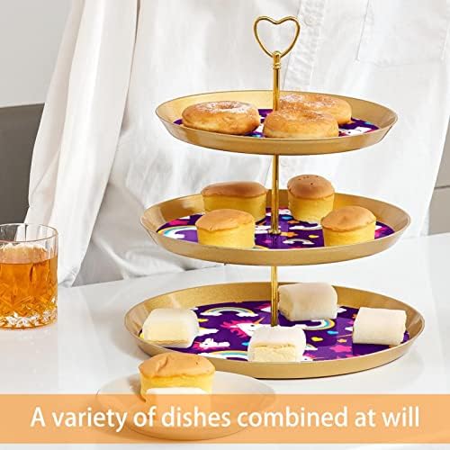 Lyetny 3 Sobessert Stand Stand Gold Cupcake Pastry Stand para Tea Party, Casamento e Aniversário