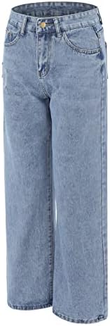 Jeans azul vintage casual y2k para mulheres adolescentes meninas de cintura alta calça de jeans larga de calças hippies longas