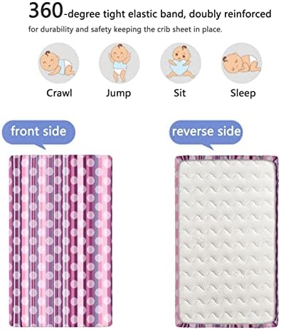 Folha de berço com tema de polca, lençóis de berço padrão de colchão de berço, lençóis de cama macios e respiráveis ​​para