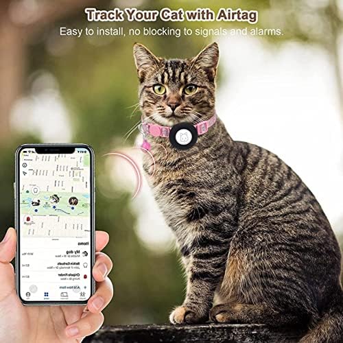 Tgone Cat Foot Printing Airtag Cat Collar com breakaway Bell Airtag Cat Collar Reflexivo Coloque Ajustável Colera Com o suporte