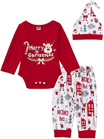 Roupa de manga longa de Natal para menina infantil, meu primeiro conjunto de roupas recém -nascidas de calças recém -nascidas