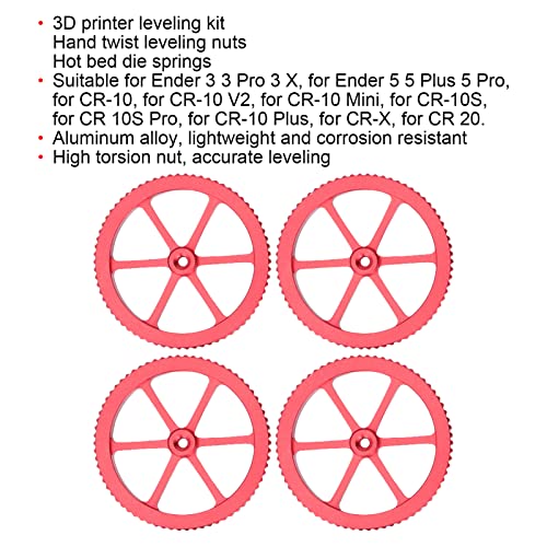 Nozes de torção manual, rodas de nivelamento da impressora 3D de liga de alumínio