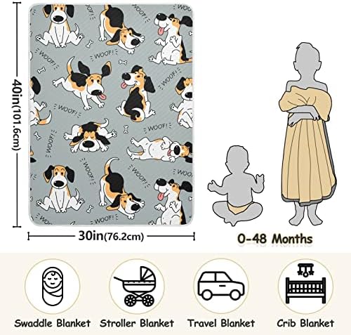 Cobertor de arremesso de cão de cão ativo de beagle ativo para bebês, recebendo cobertor, cobertor leve e macio para berço, carrinho,
