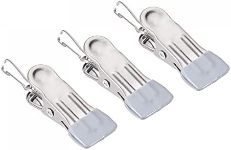 clipes de lavanderia uxcell com fivela, ganchos suspensos de aço inoxidável para roupas de bota Silver Tone 54mm, 30 pcs