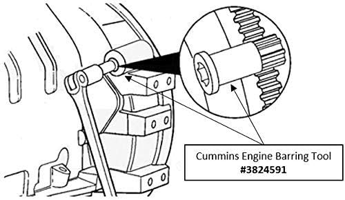 Moker Cummins Barring Tool - Ferramenta de parto/rotação do motor compatível com Cummins B/C Series & Dodge Pickups 3.9L, 5.9L,