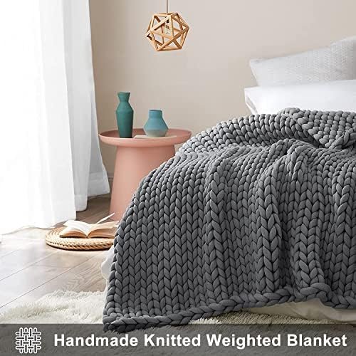 Cobertor pesado de malha de silto, cobertor pesado grosso de malha grossa, peso feito à mão sem miçangas, decoração de casa perfeita
